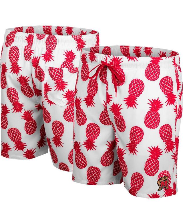 Mens Colosseum White Maryland Terrapins Pineapples Swim Shorts Product Image