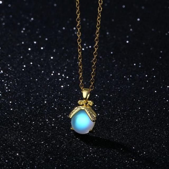 Moonstone Pendant Stainless Steel Necklace Product Image