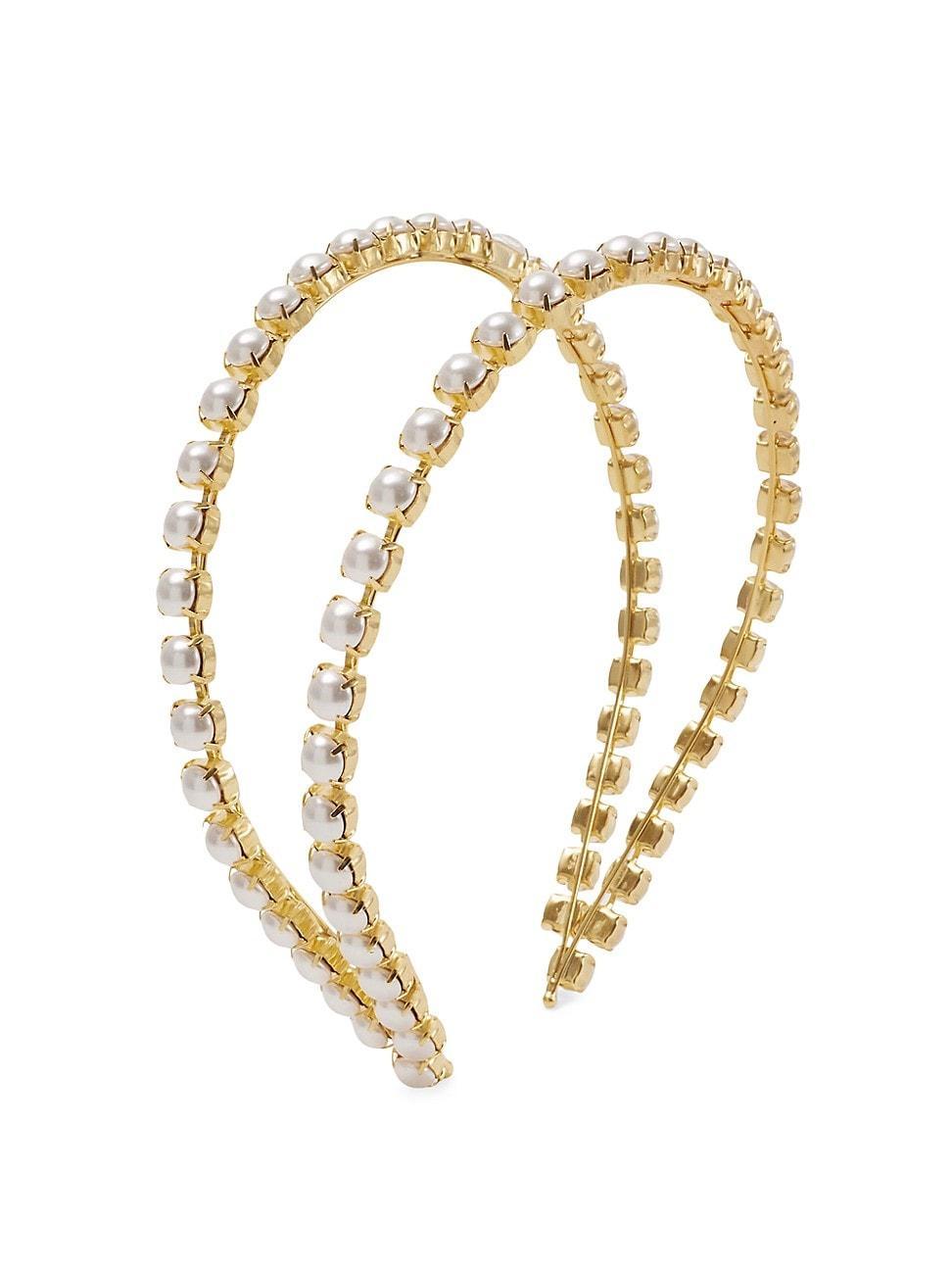 Womens Double Strand Imitation Pearl Headband Product Image