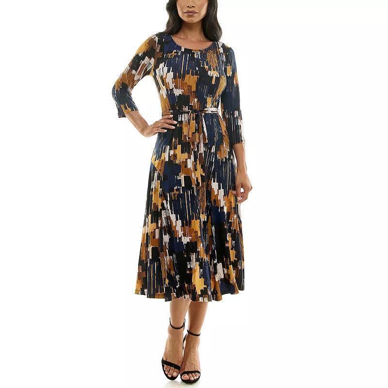 Womens Nina Leonard Sylvia Midi Dress with Belt Product Image