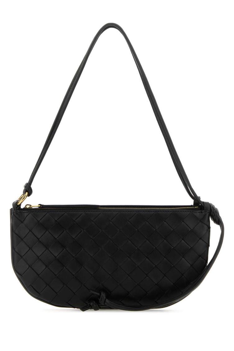 Black Leather Gemelli Shoulder Bag In Black M Brass Product Image