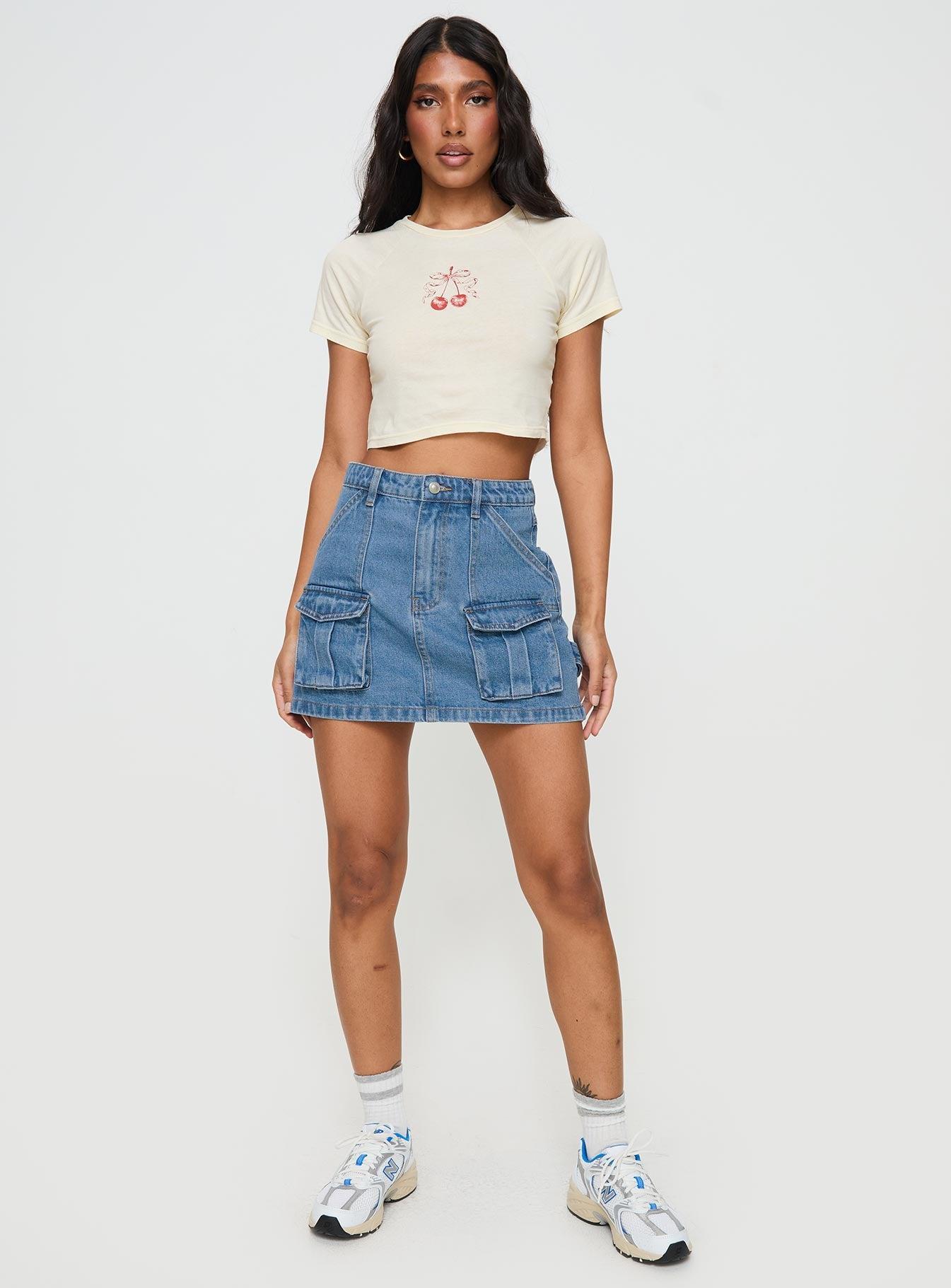 Chillders Denim Mini Skirt Mid Wash Product Image