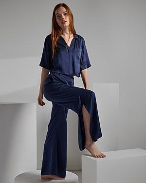 Womens Washable Silk High-Rise Pants 2-Piece Pajama Set Product Image