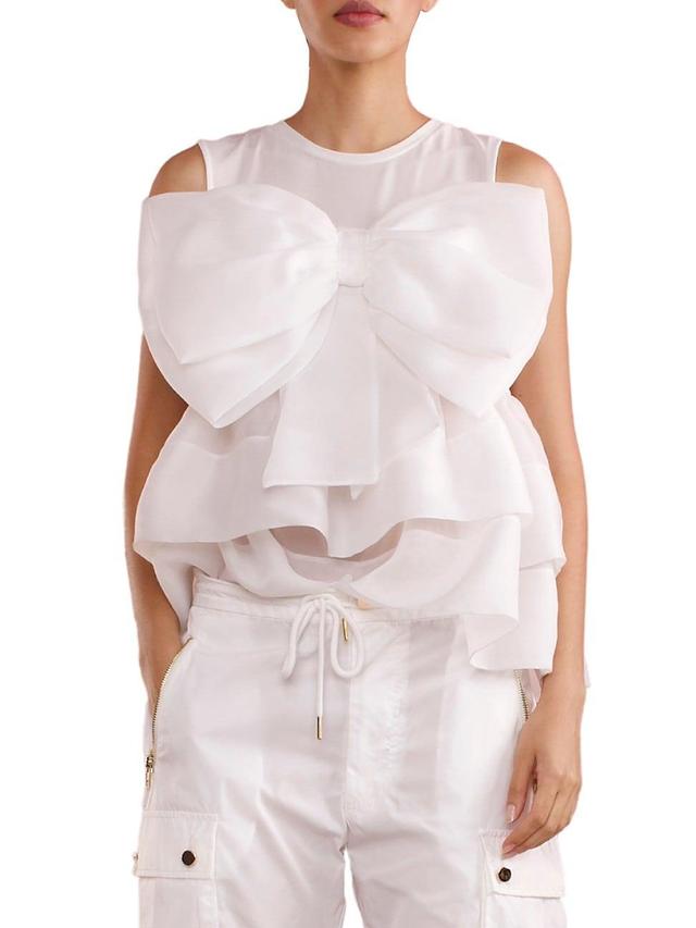 Womens Organza Bow Sleeveless Top Product Image