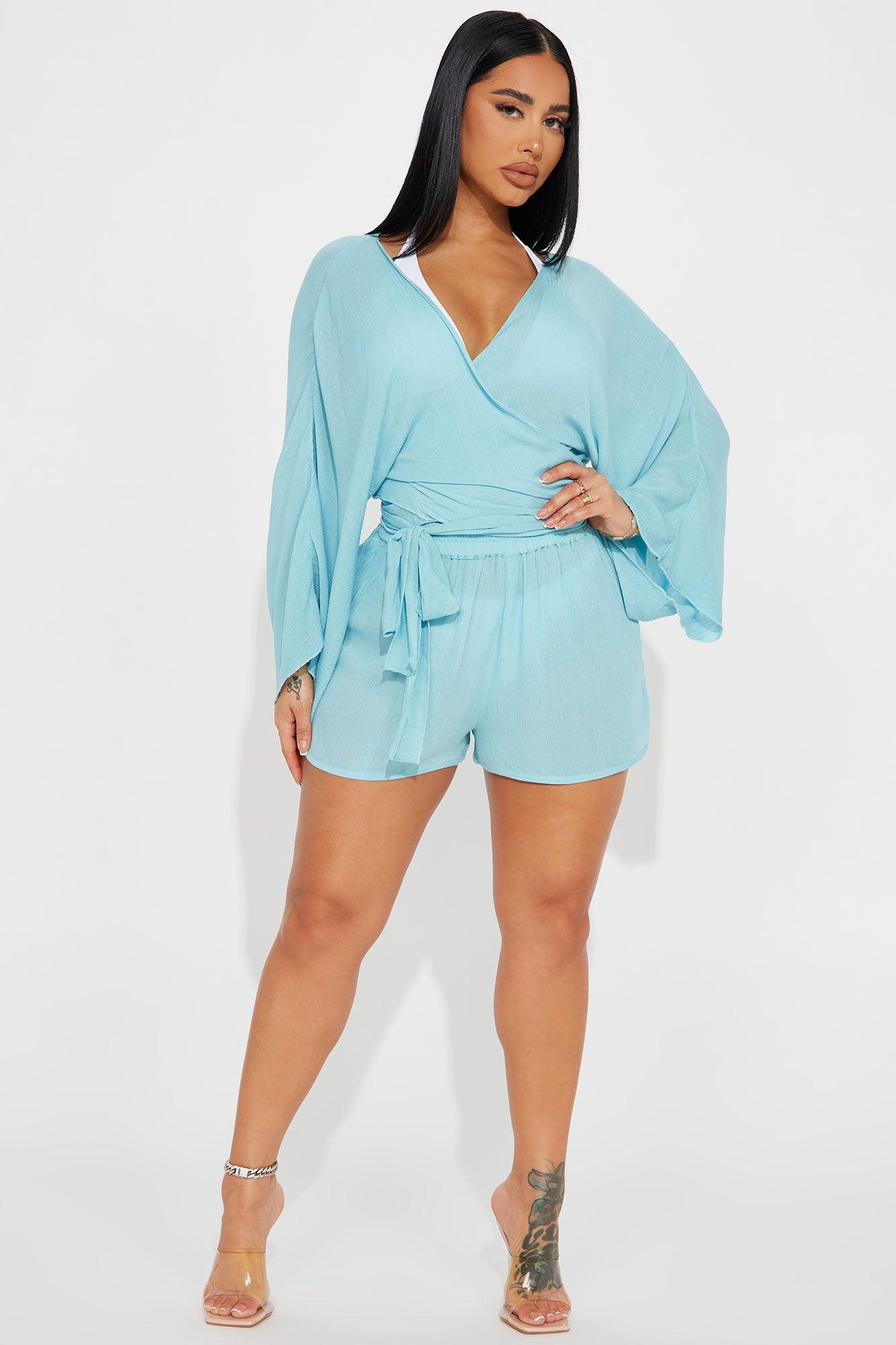 Breezy Nights Linen 2 Piece Cover Up - Blue Product Image