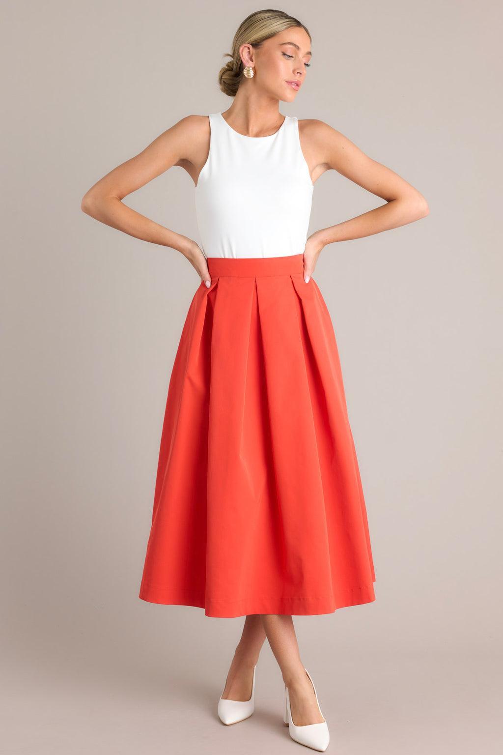 Memories in Focus Tomato Red Midi Skirt product image