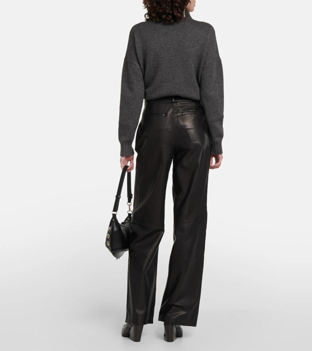 FRAME High-rise Leather Wide-leg Pants In Black Product Image