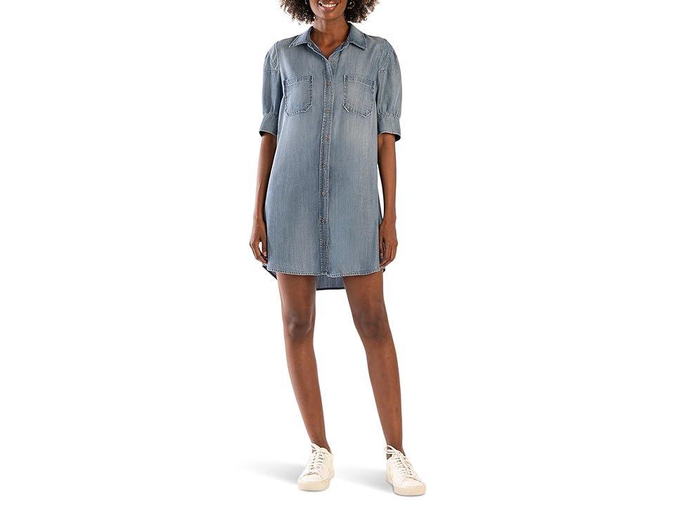 KUT from the Kloth Sylvia Shirtdress (Light Wash) Women's Clothing Product Image