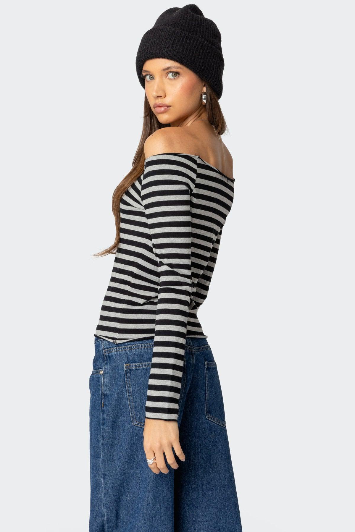 Nelligan Striped Off Shoulder Top Product Image