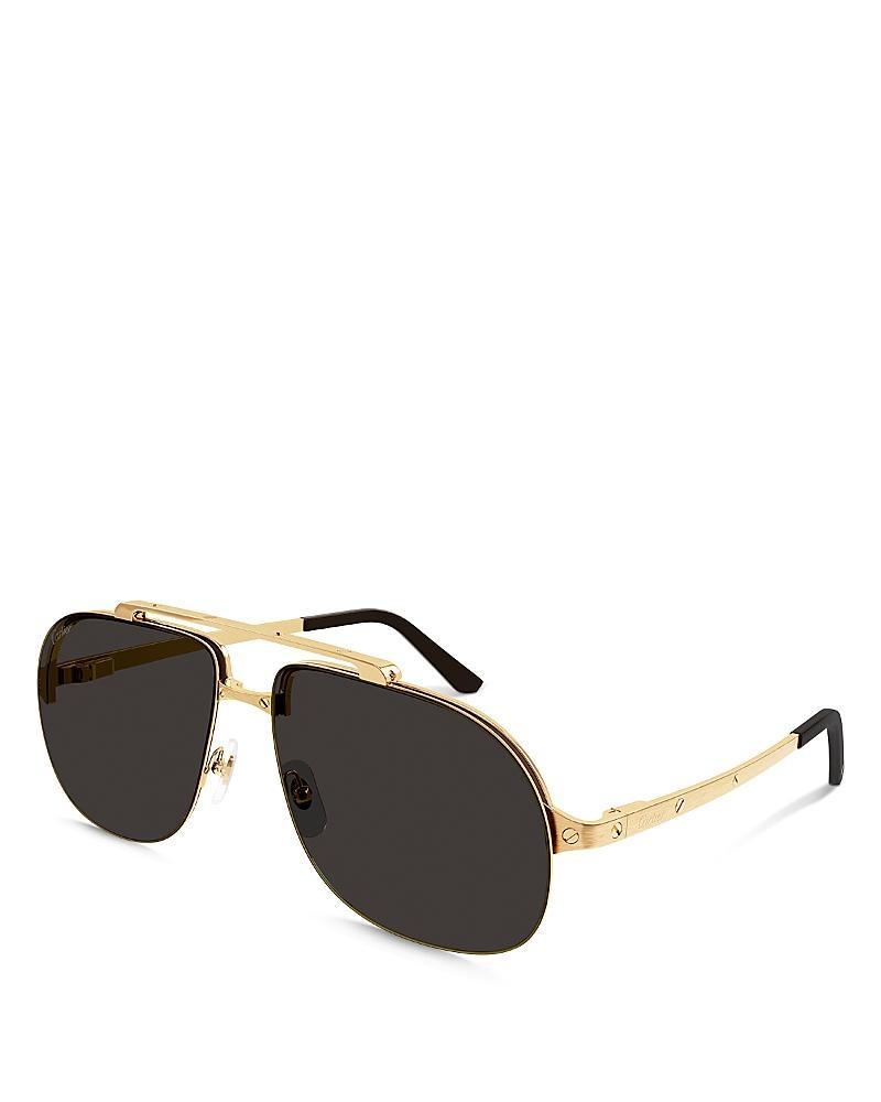 Cartier Santos Evolution 24K Gold Plated Navigator Sunglasses, 62mm Product Image