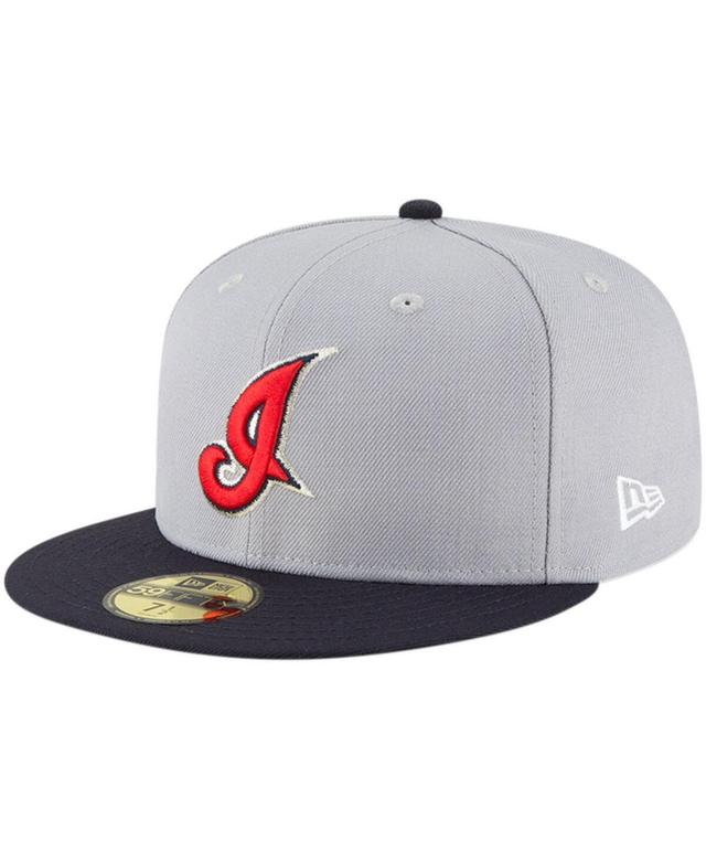 Mens New Era Gray Cleveland Indians Cooperstown Collection Wool 59FIFTY Fitted Hat Product Image