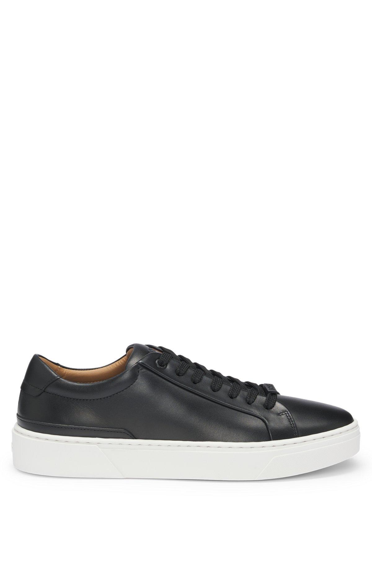 Gary leather low-top trainers with branded lace loop Product Image