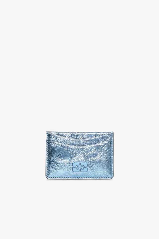 Blue Metallic GANNI Bou Card Holder Product Image