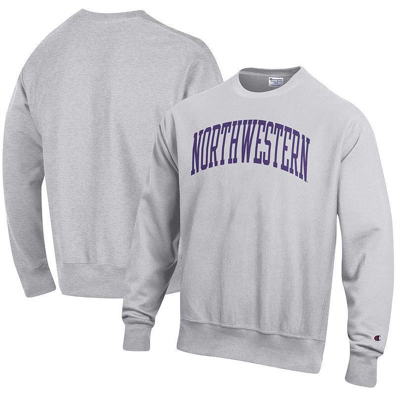 Mens Champion Heathered Gray Northwestern Wildcats Arch Reverse Weave Pullover Sweatshirt Product Image