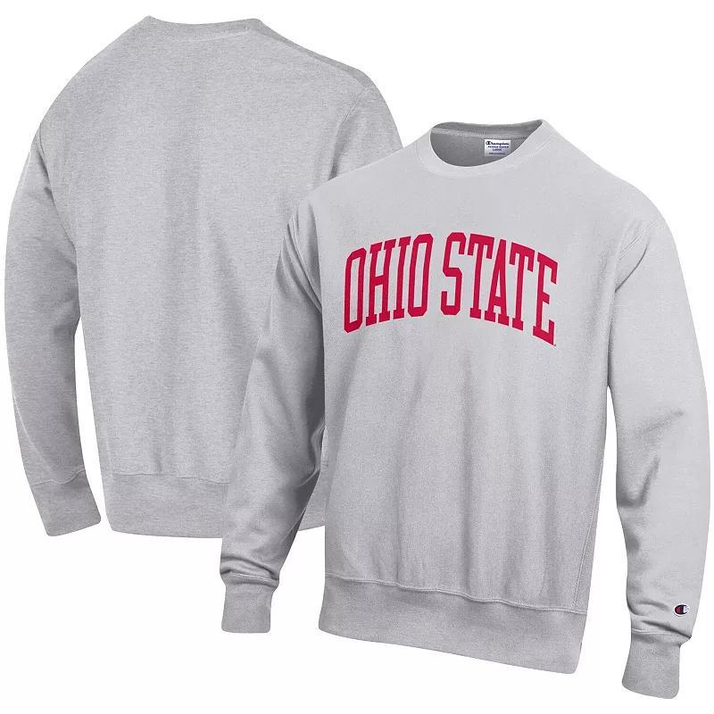 Mens Champion Ash Ohio State Buckeyes Big & Tall Reverse Weave Fleece Crewneck Pullover Sweatshirt Product Image