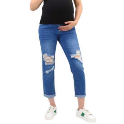 Maternity Cuffed Destructed Straight Leg Jean product image