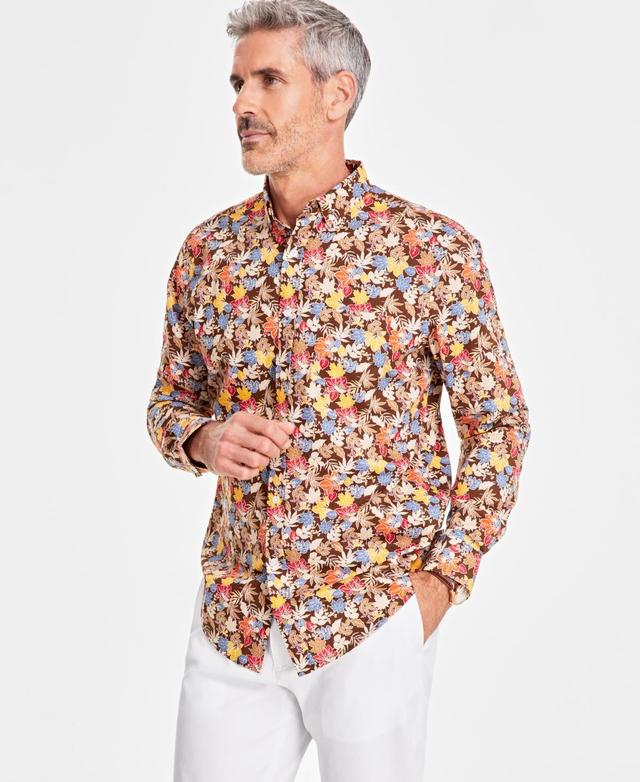 Club Room Mens Autumn Leaf Poplin Long-Sleeve Button-Down Shirt, Created for Macys Product Image