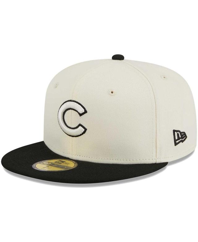 Mens New Era Stone, Black Chicago Cubs Chrome 59FIFTY Fitted Hat Product Image