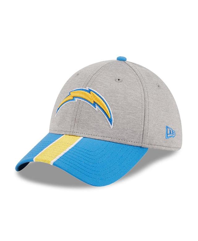 Mens New Era Heather Gray/Powder Blue Los Angeles Chargers Striped 39THIRTY Flex Hat Product Image