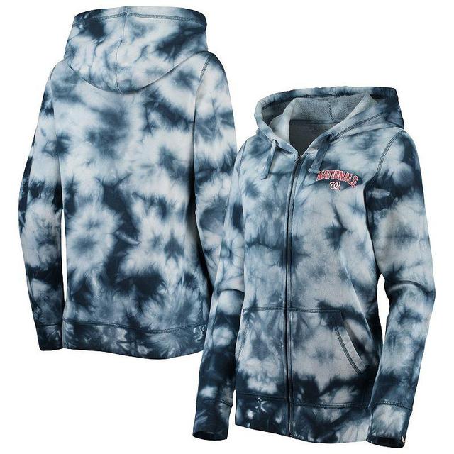 Womens New Era Washington Nationals Tie-Dye Full-Zip Hoodie Blue Product Image