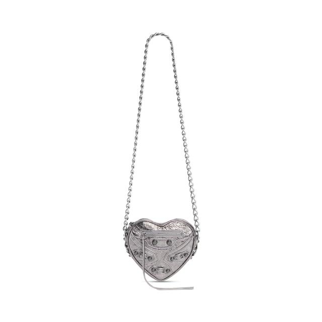 Women's Le Cagole Heart Mini Bag Metallized  in Silver Product Image