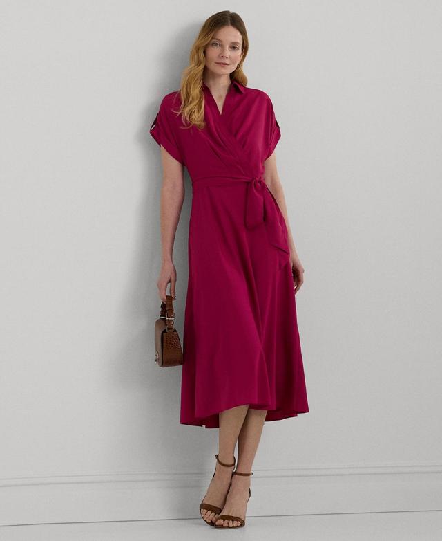 Lauren Ralph Lauren Womens Belted Crepe Dress Product Image