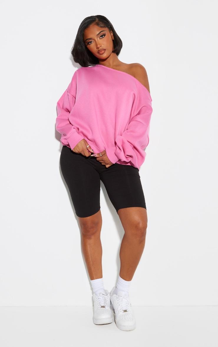 Shape Hot Pink Sweat Raw Edge Slouch Sweatshirt Product Image