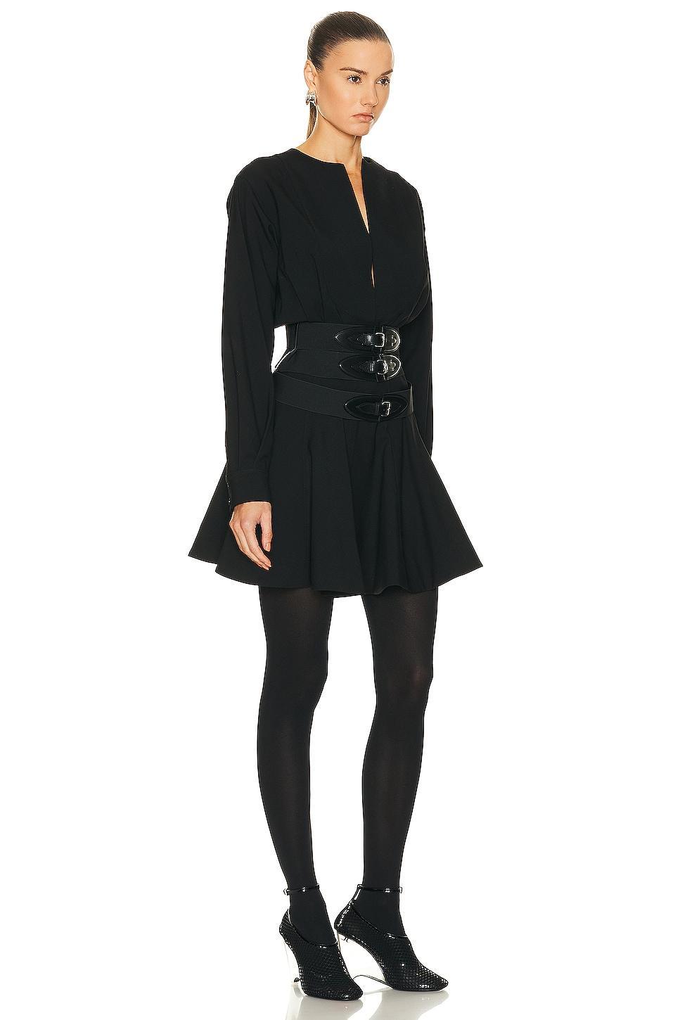 ALAÏA Long Sleeve Buckle Dress Black. (also in 36, 38). Product Image