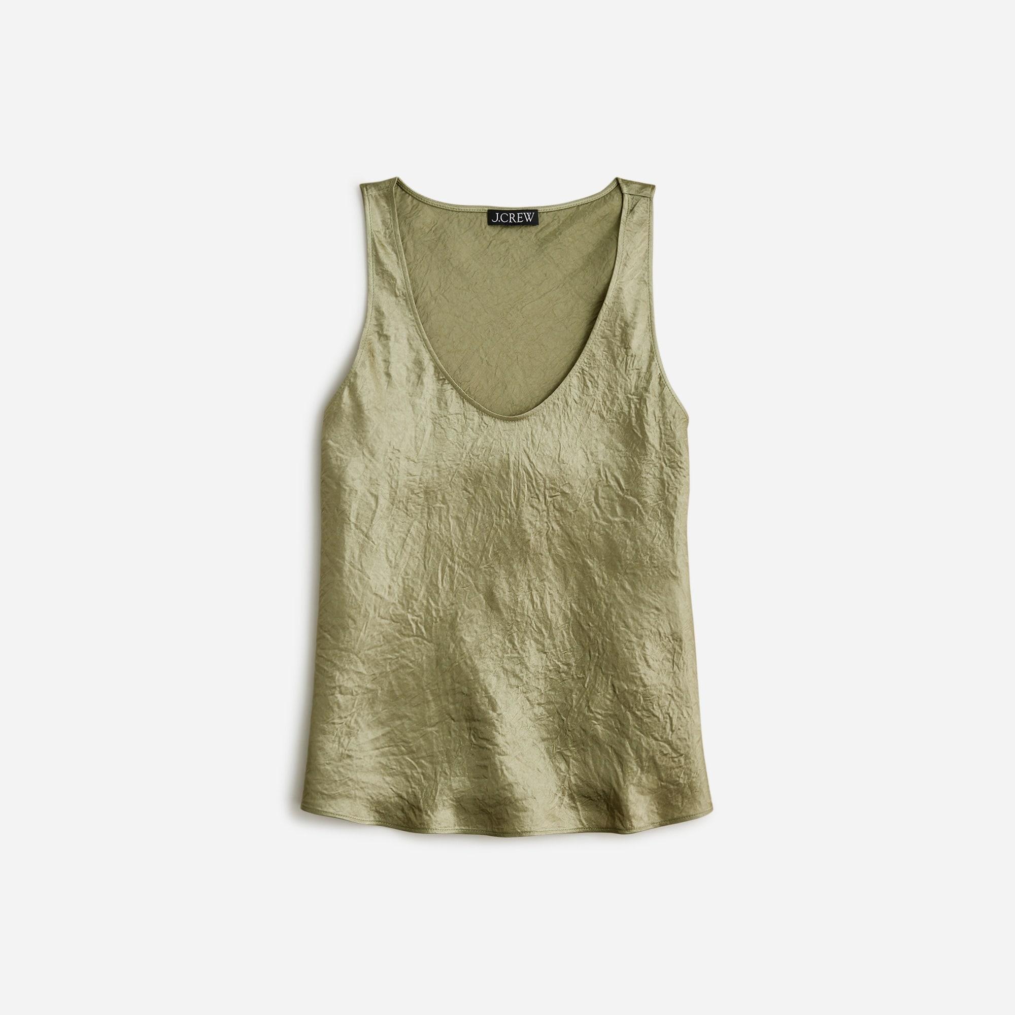 Scoopneck tank top in textured satin Product Image