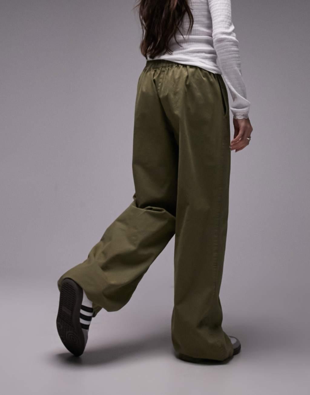 Topshop pull on button front straight leg pants Product Image