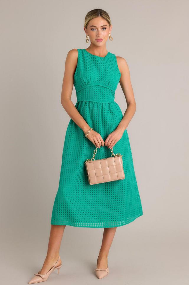 Sophisticated Style Green Sleeveless Midi Dress Product Image