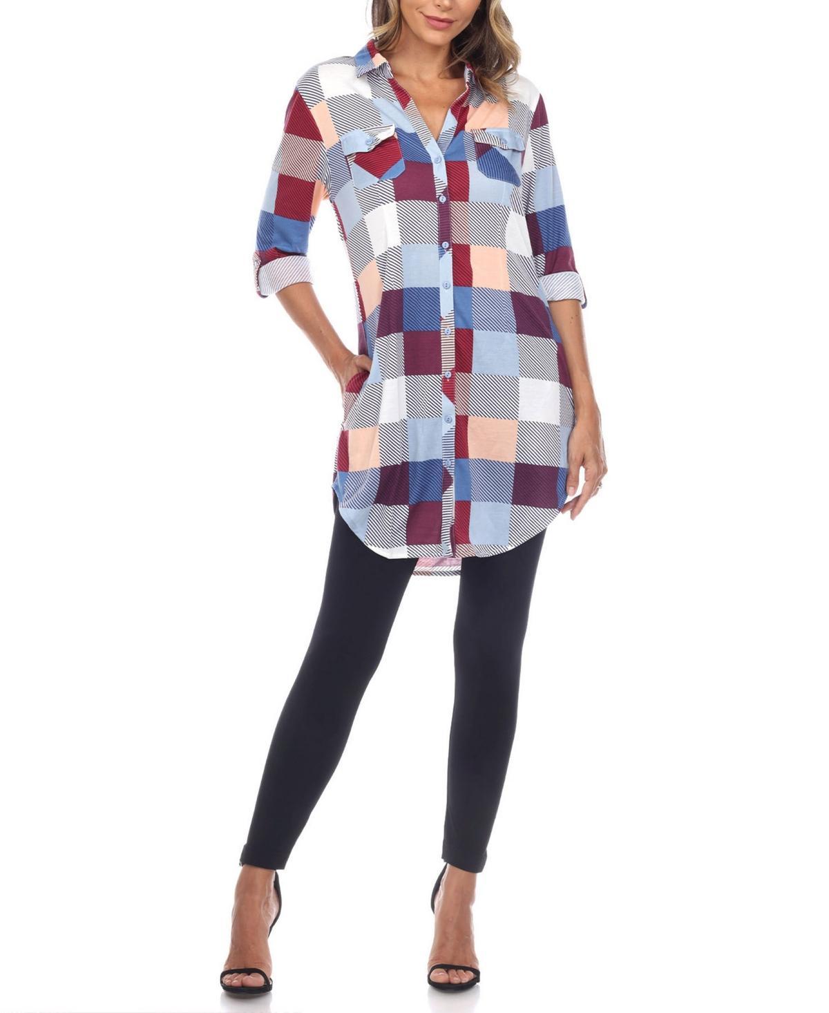 Womens Plaid Tunic Shirt Product Image