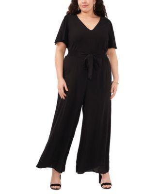 Plus Size Smocked Tie-Waist Jumpsuit Product Image