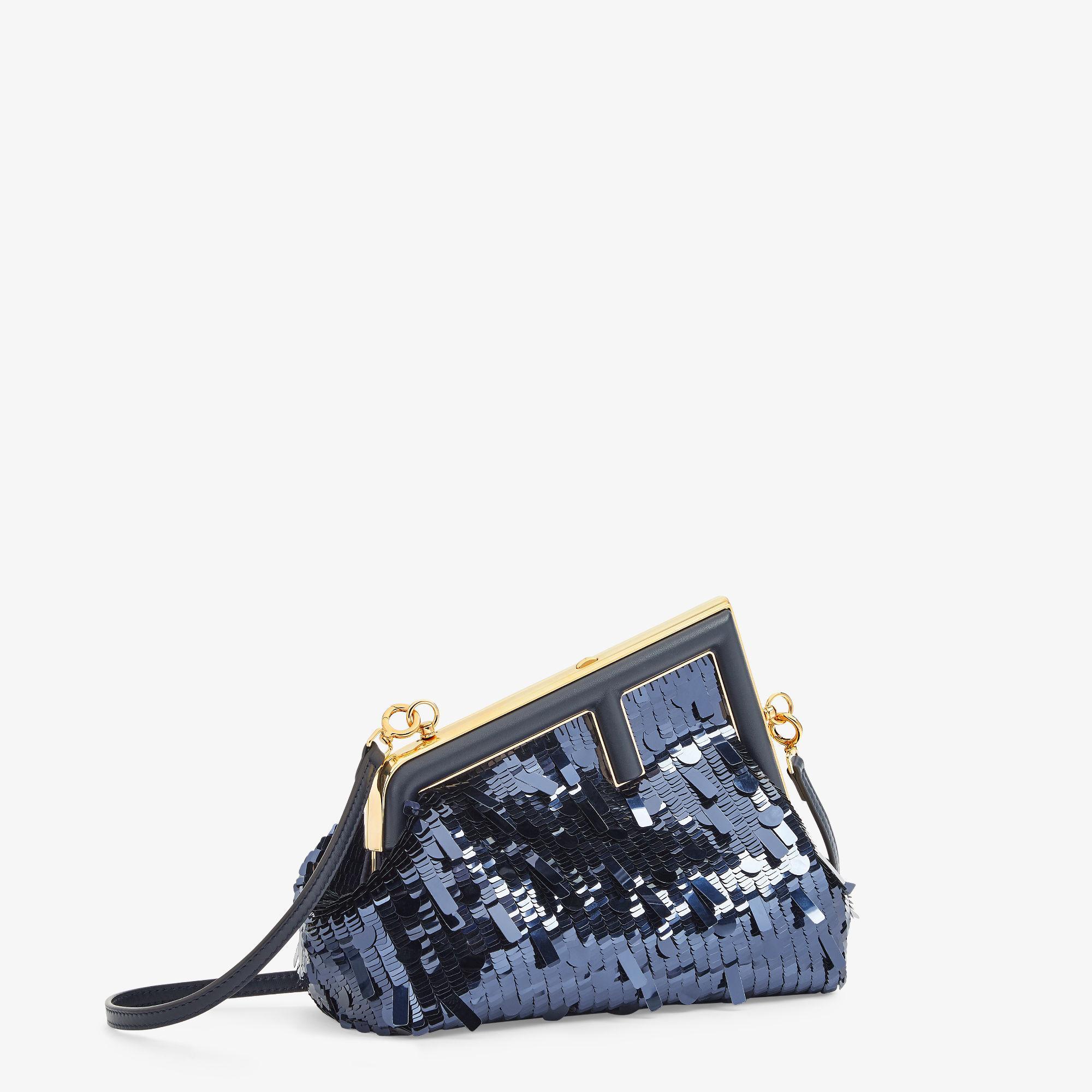 Fendi First SmallBag embroidered with blue sequins Product Image