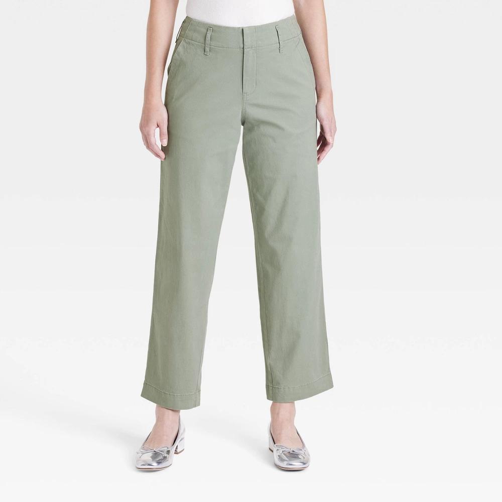 Womens High-Rise Straight Ankle Chino Pants - A New Day Olive 12 Product Image