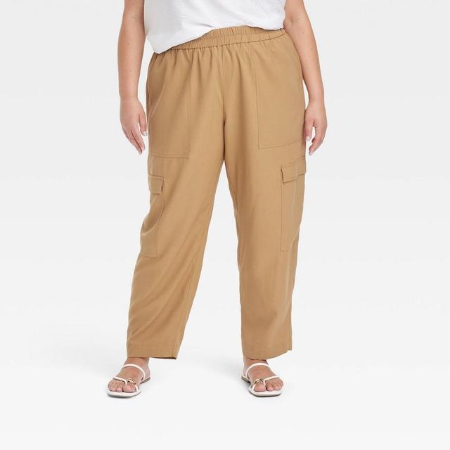 Womens High-Rise Ankle Cargo Pants - A New Day Tan 3X Product Image