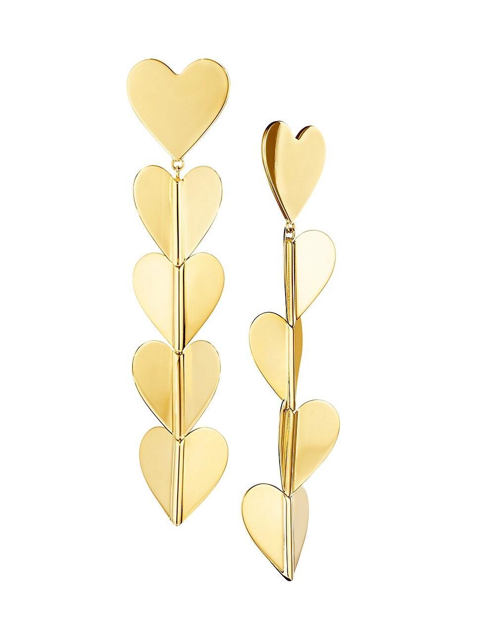 Womens Wings Of Love 18K Yellow Gold Large Heart Drop Earrings Product Image