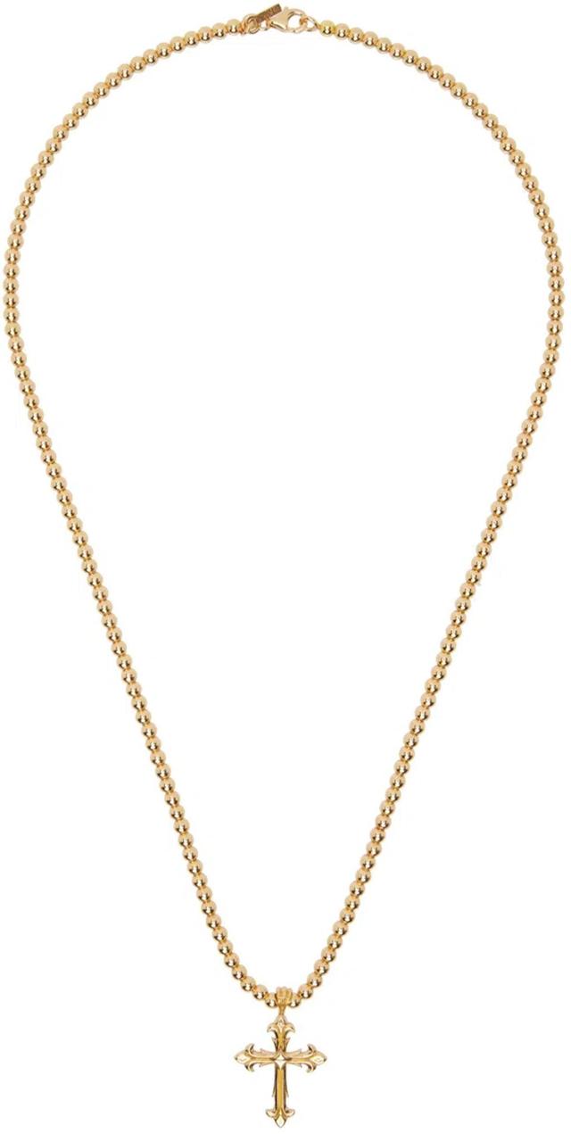 EMANUELE BICOCCHI Gold Beaded Chain Fleury Cross Necklace Product Image