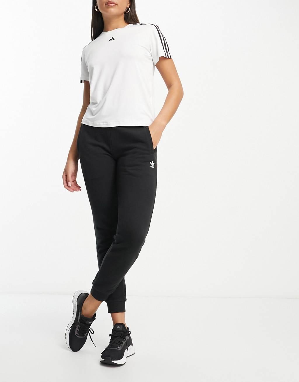 adidas Aeroready Train Essentials 3-Stripes tee in white and black Product Image