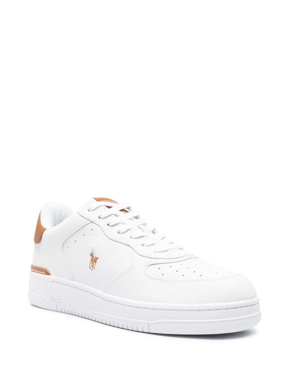 POLO RALPH LAUREN Polo Pony Embroidered Leather Sneakers In Multicolour Product Image