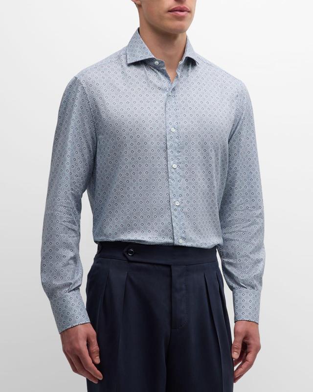 Men's Cotton Geometric Sport Shirt Product Image