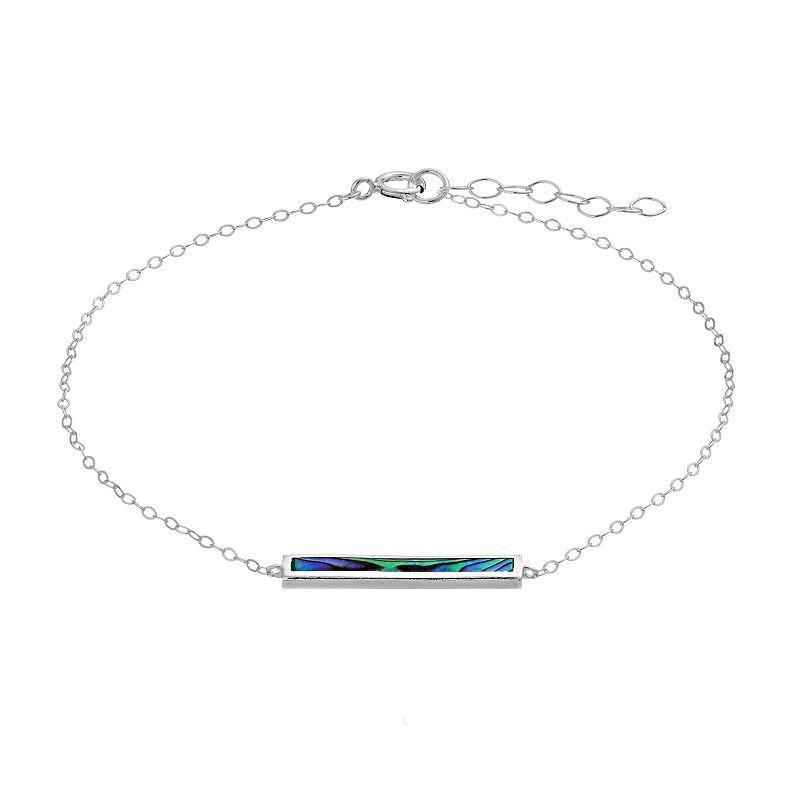 Aleure Precioso Sterling Silver Abalone Inlay Bar Chain Anklet, Womens Multicolor Product Image