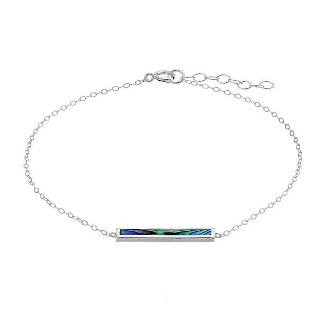 Aleure Precioso Sterling Silver Abalone Inlay Bar Chain Anklet, Womens Multicolor Product Image