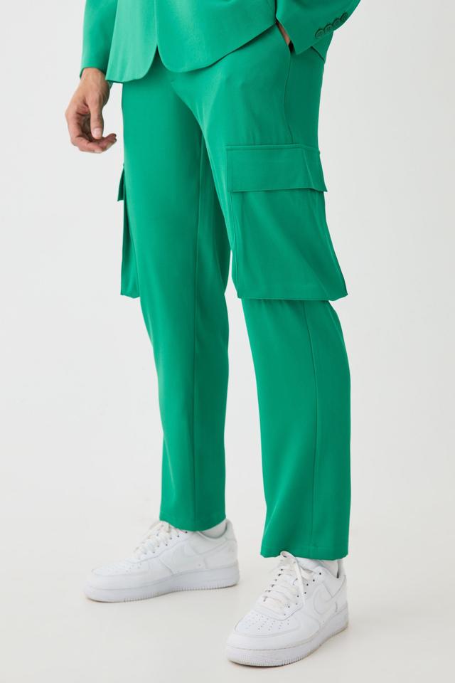 Mens Green Mix & Match Tailored Cargo Trousers, Green Product Image