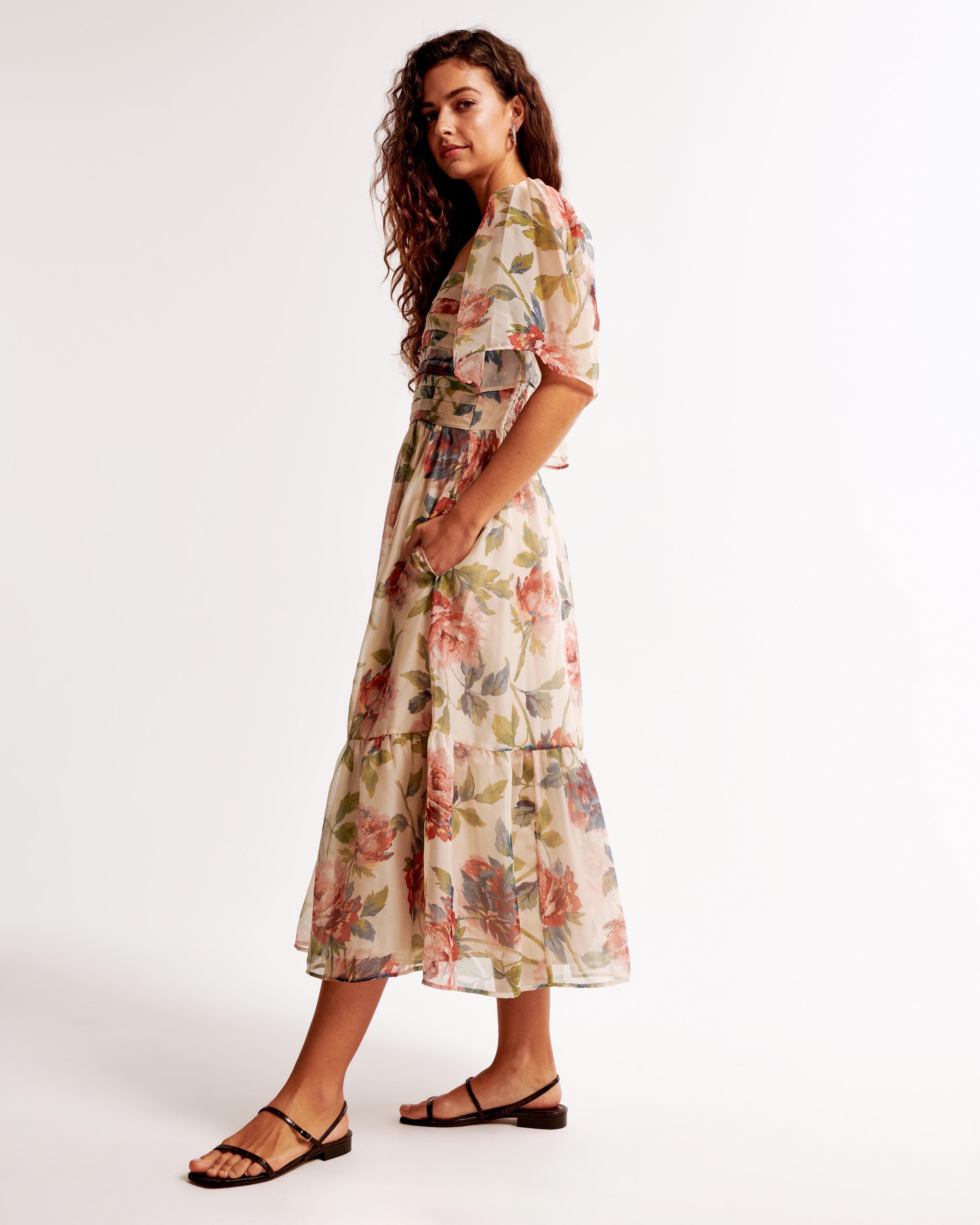 The A&F Emerson Angel Sleeve Midi Dress Product Image