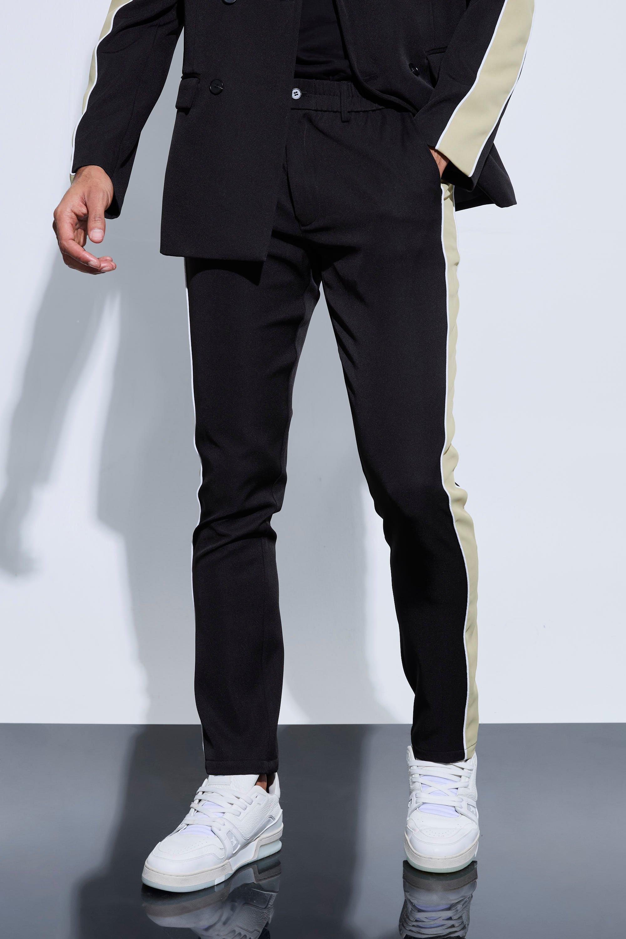 Contrast Panel Comfort Waistband Tailored Trousers | boohooMAN USA Product Image