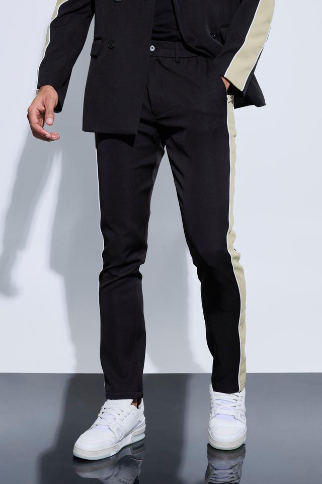 Contrast Panel Comfort Waistband Tailored Trousers | boohooMAN USA Product Image