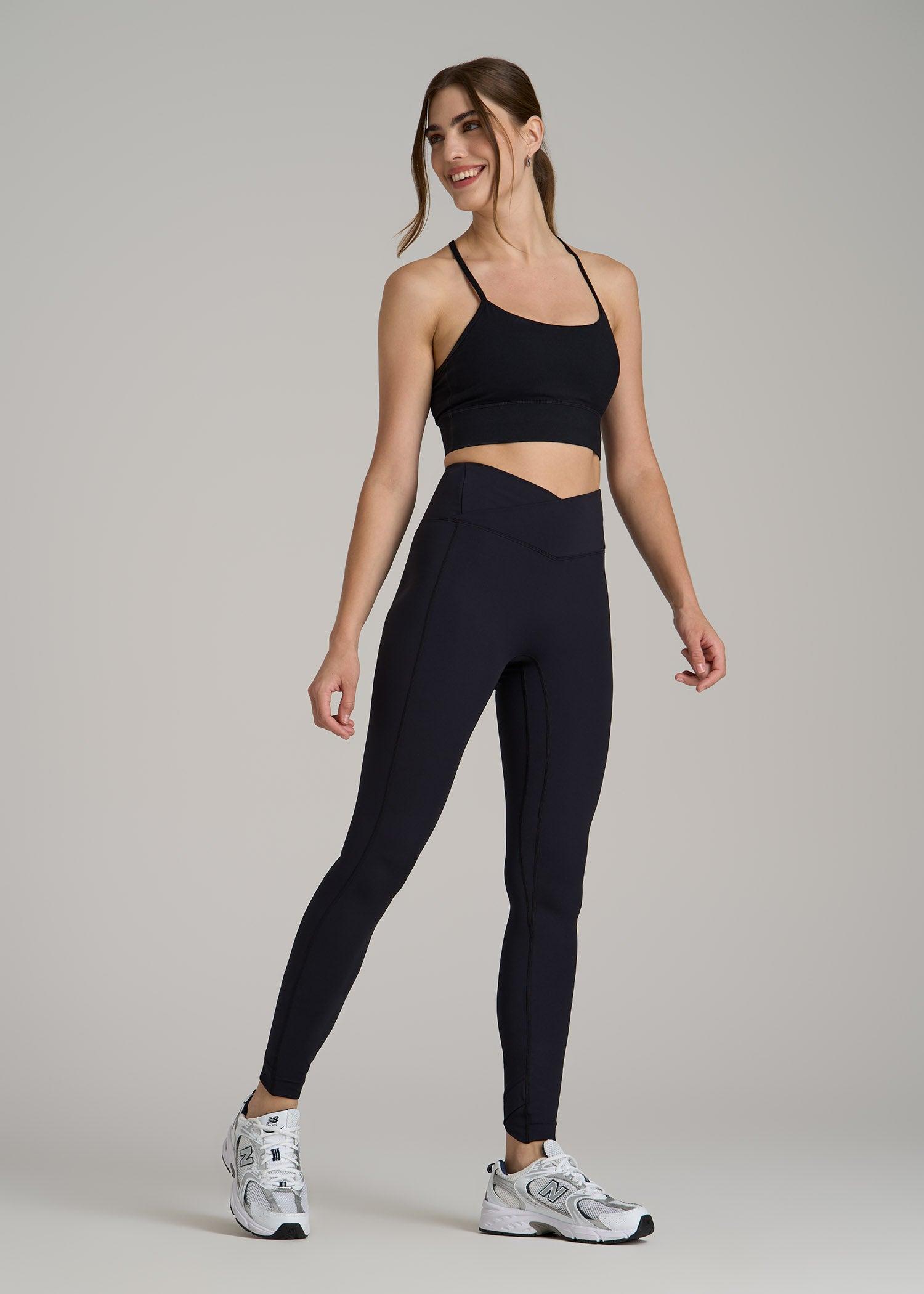 Balance Cross Over Leggings for Tall Women in Black Product Image