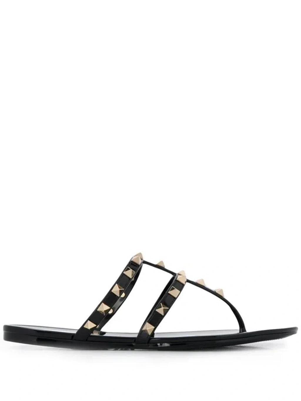 Rockstud Thong Sandals In Black Product Image