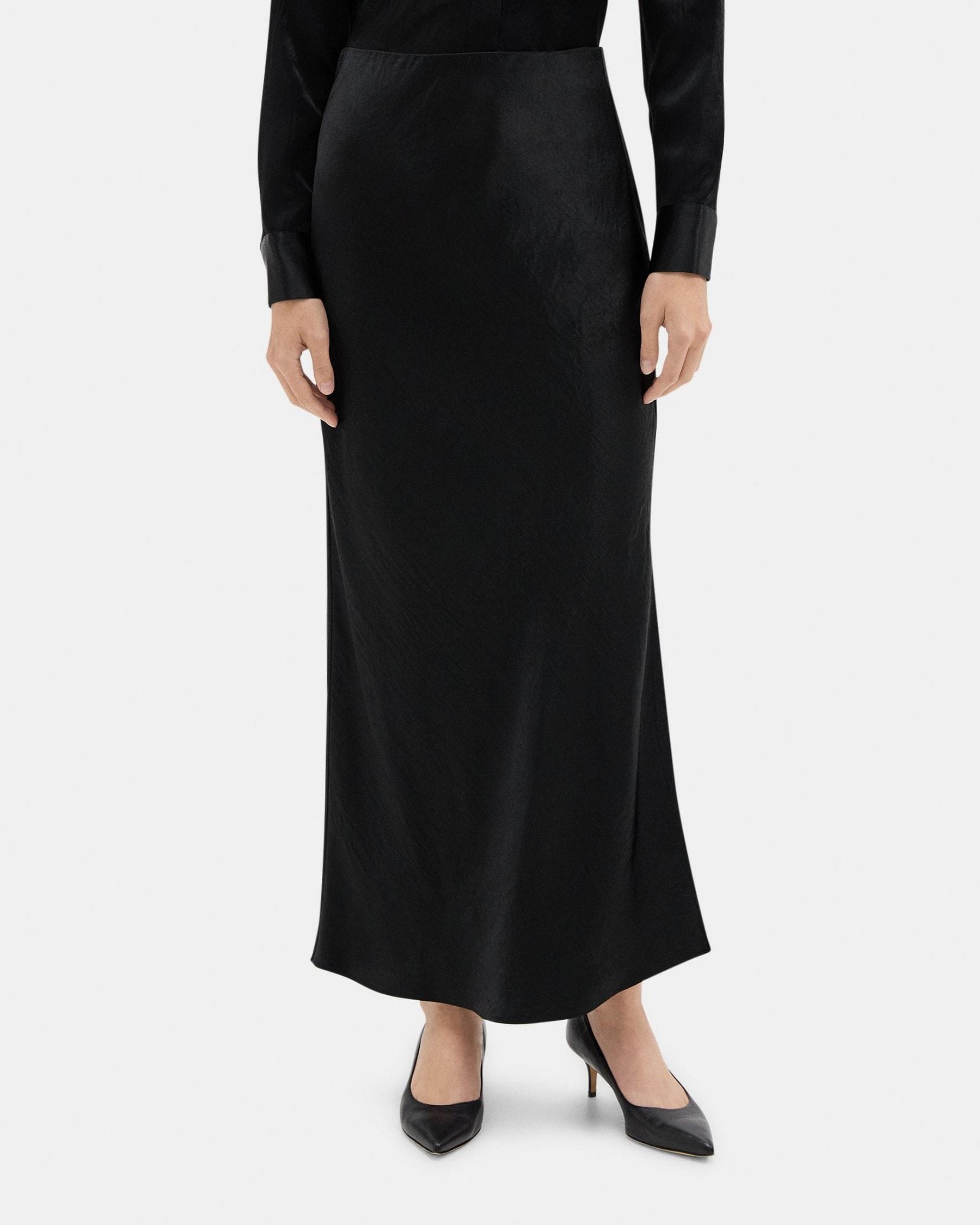 Maxi Slip Skirt in Crushed Satin Product Image